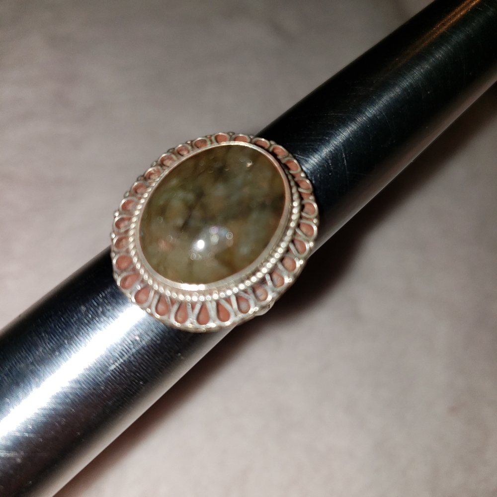 SS green stone ring - Picture 4 of 5